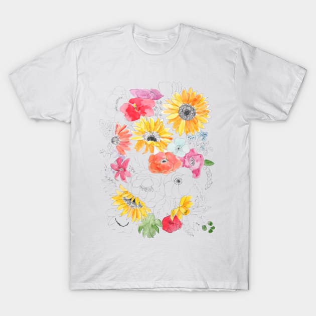 yellow and red flowers illustrations T-Shirt by colorandcolor